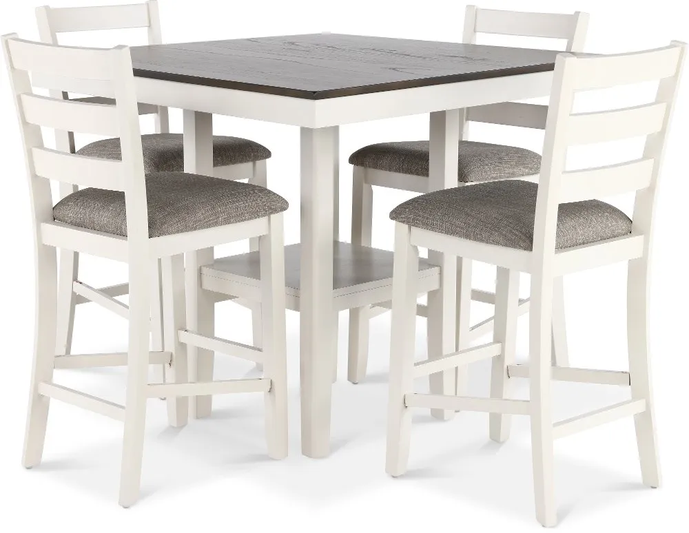 Tahoe Gray Oak and White 5 Piece Counter Height Dining Set