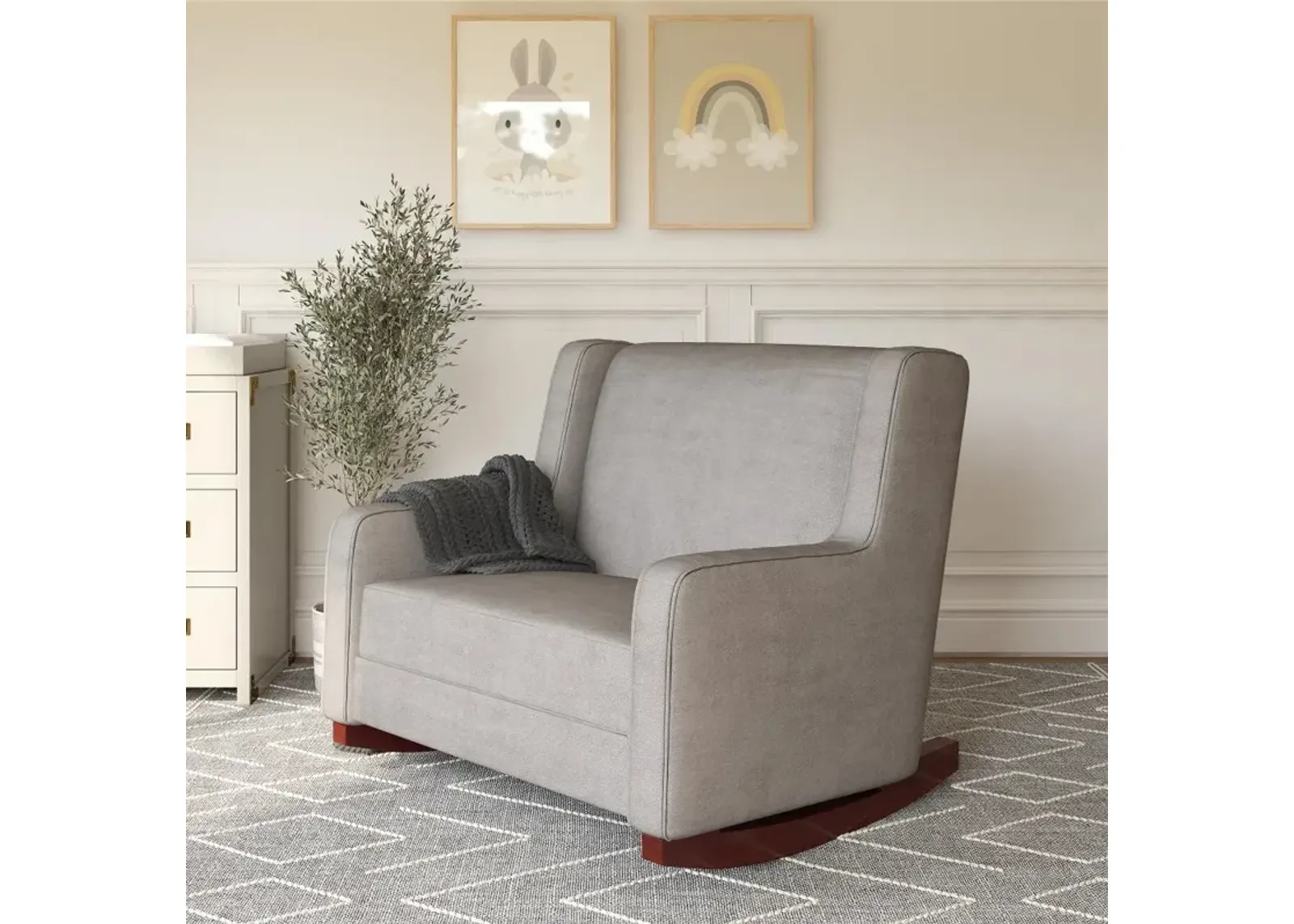 Hadley Taupe Nursery Double Rocker Chair