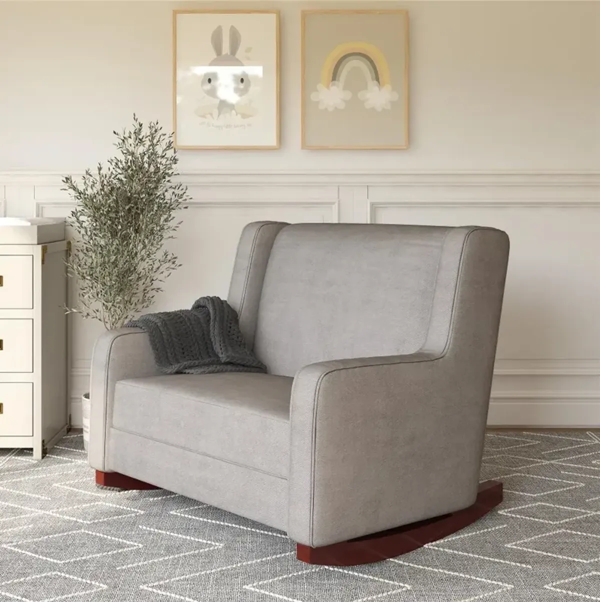 Hadley Taupe Nursery Double Rocker Chair