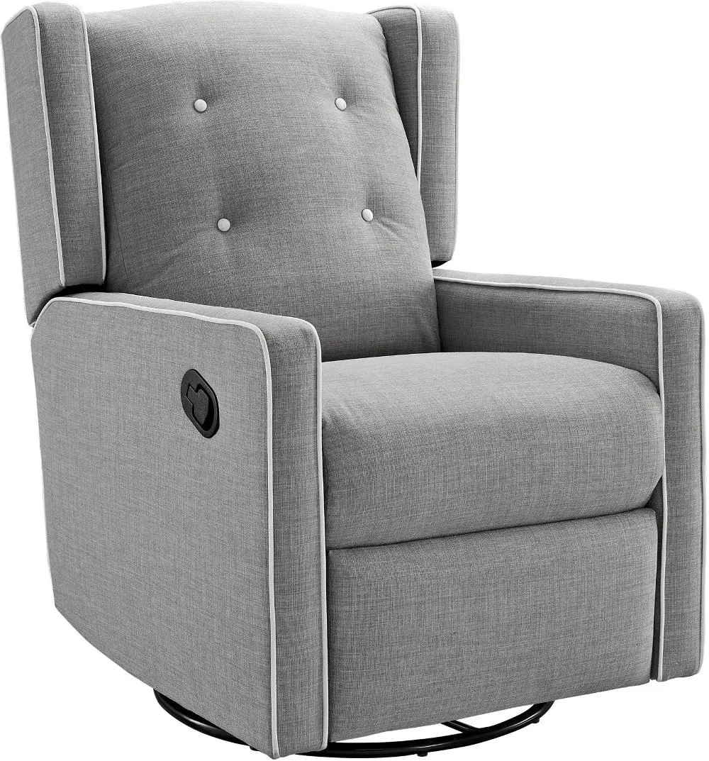 Mariella Light Gray Nursery Swivel Recliner