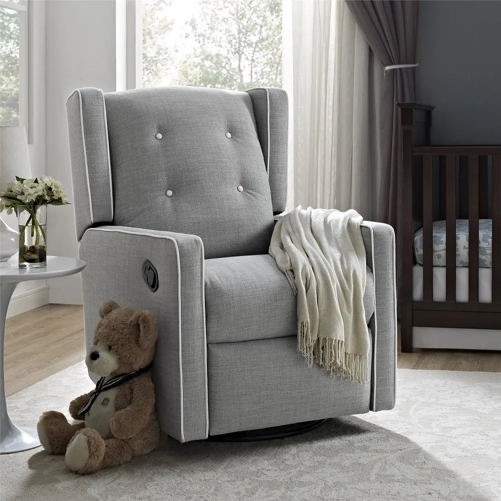 Mariella Light Gray Nursery Swivel Recliner