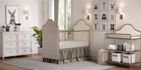 Piper Upholstered Convertible Gold Metal Crib