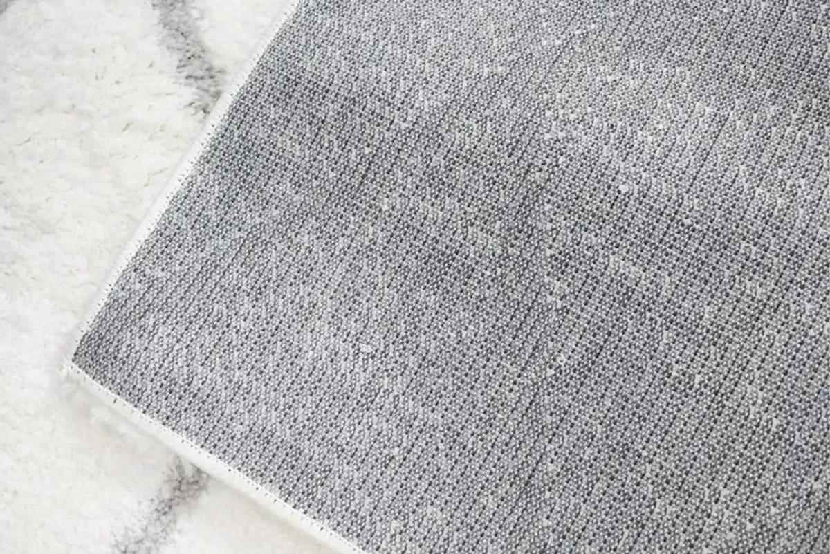 Faris White and Gray 8 Foot Runner Rug