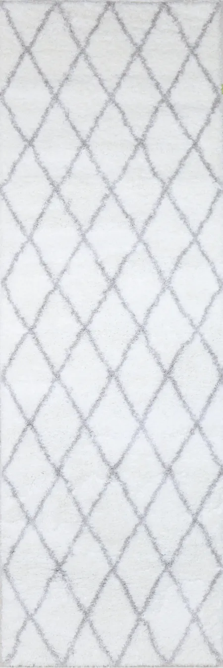 Faris White and Gray 8 Foot Runner Rug