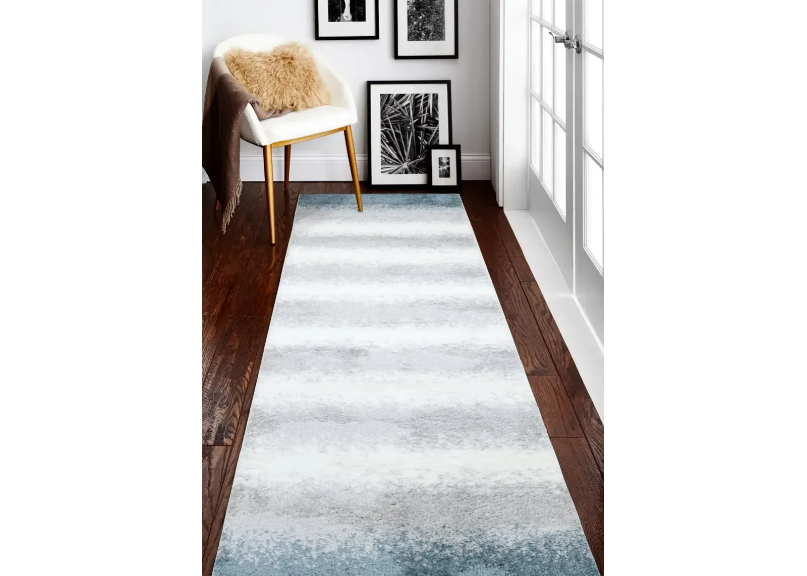 Felton Blue and Gray 8 Foot Runner Rug