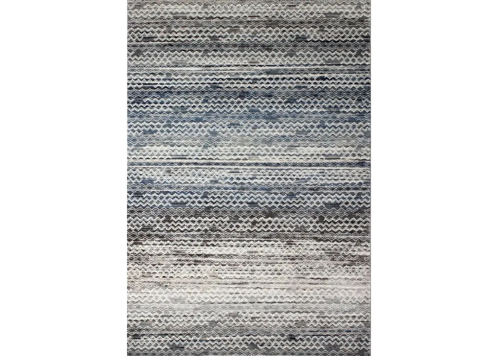 Lacey Gray and Blue Geometric 8 Foot Runner Rug