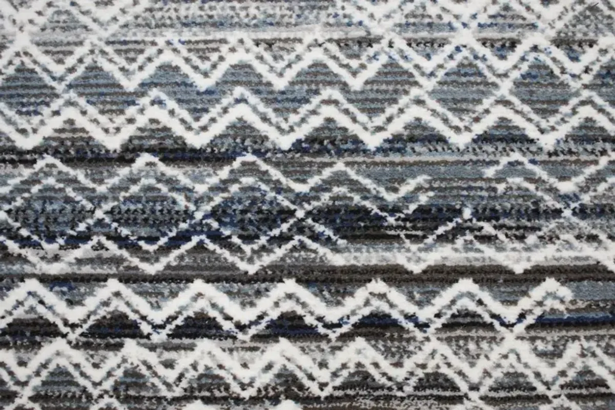 Lacey Gray and Blue Geometric 5 x 8 Area Rug