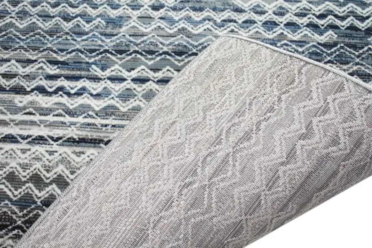 Lacey Gray and Blue Geometric 8 x 10 Area Rug