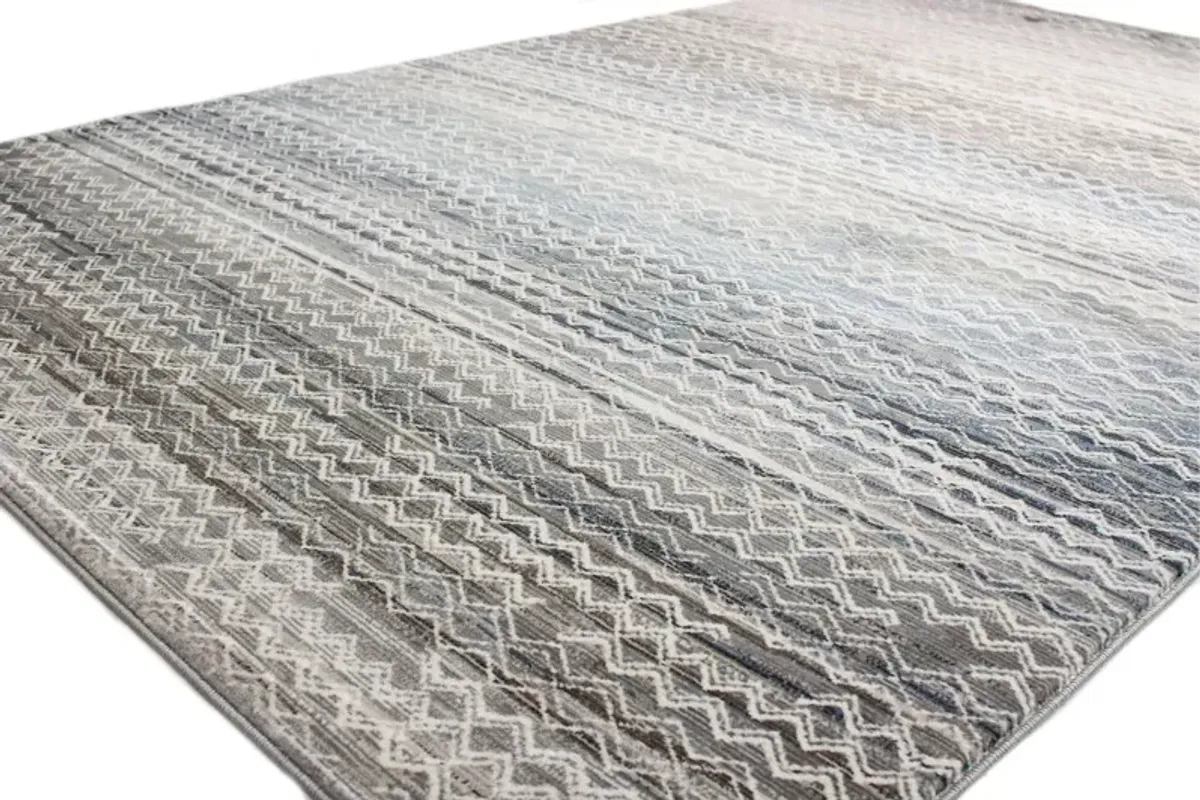 Lacey Gray and Blue Geometric 9 x 12 Area Rug