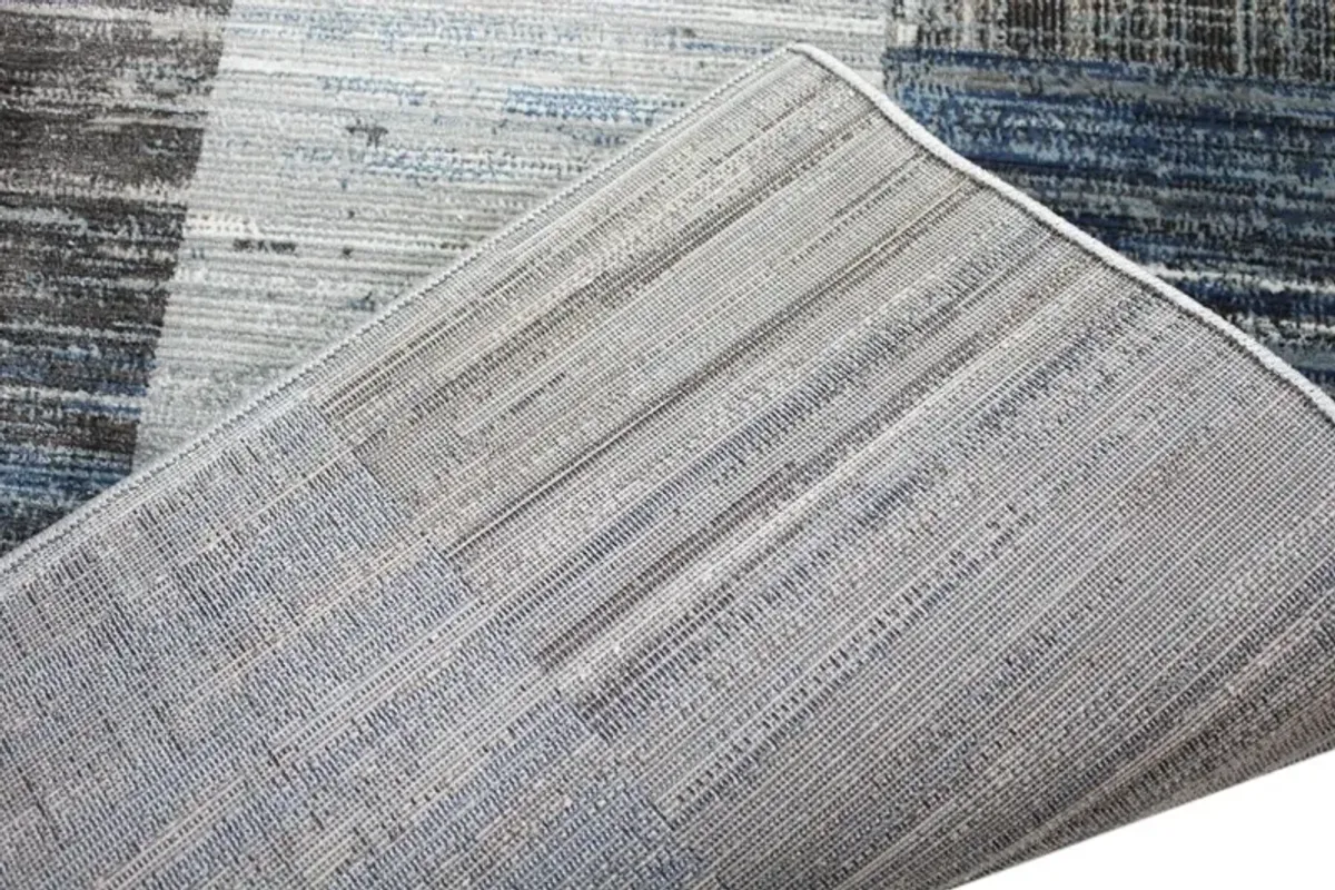 Laney Blue and Gray 8 Foot Runner Rug