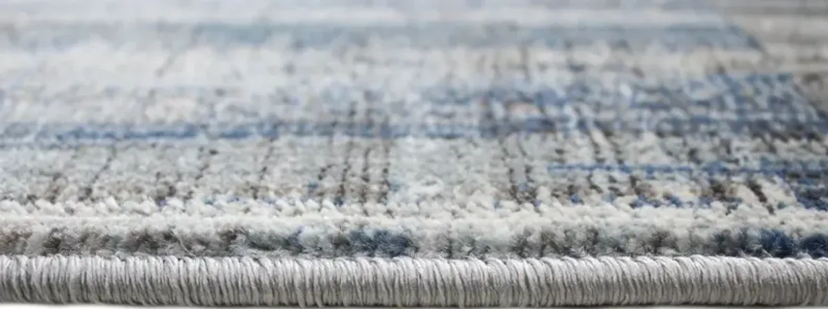 Laney Blue and Gray 8 Foot Runner Rug