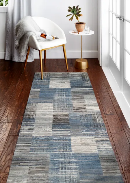 Laney Blue and Gray 8 Foot Runner Rug