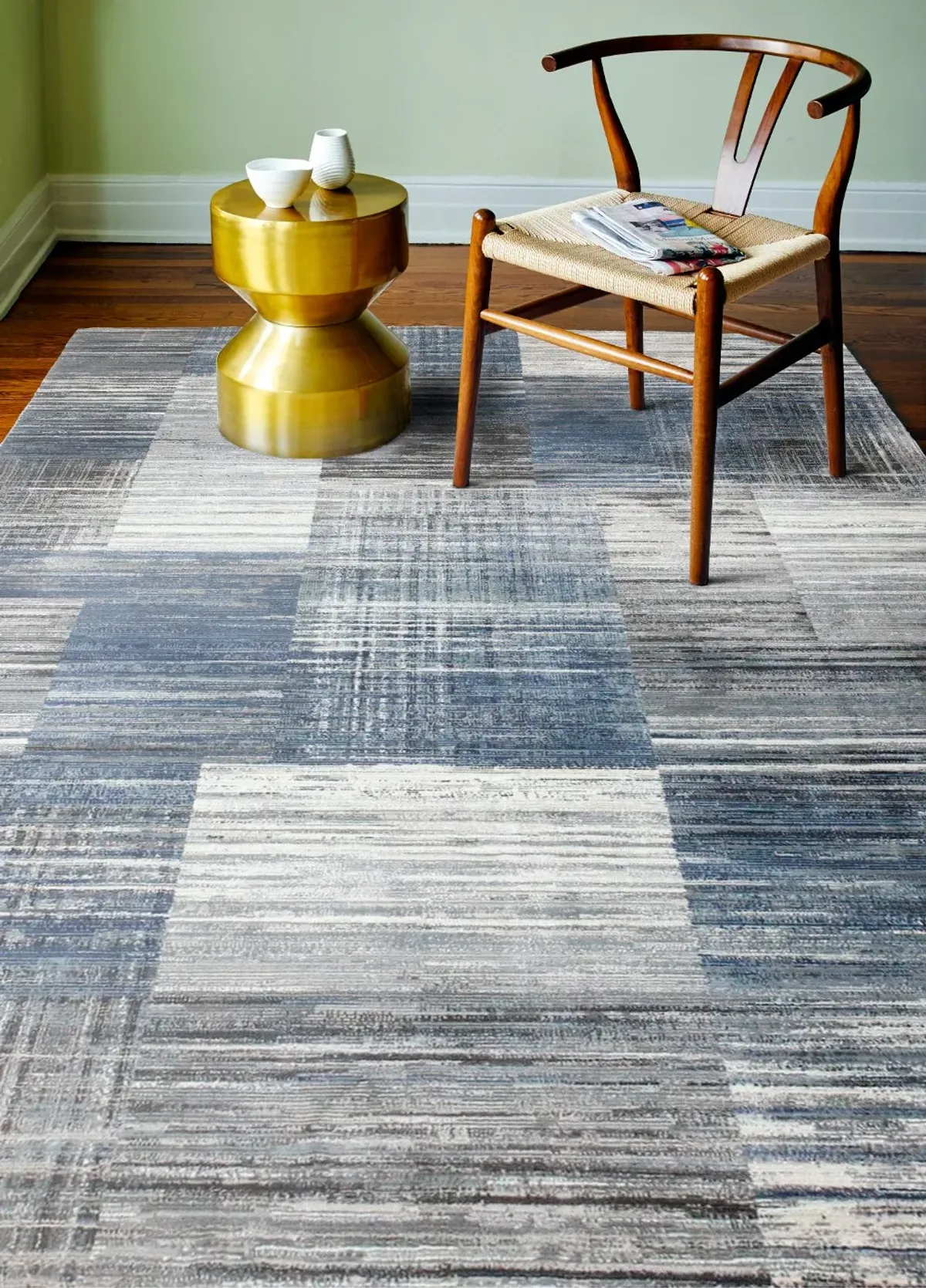 Laney Blue and Gray 8 Foot Runner Rug