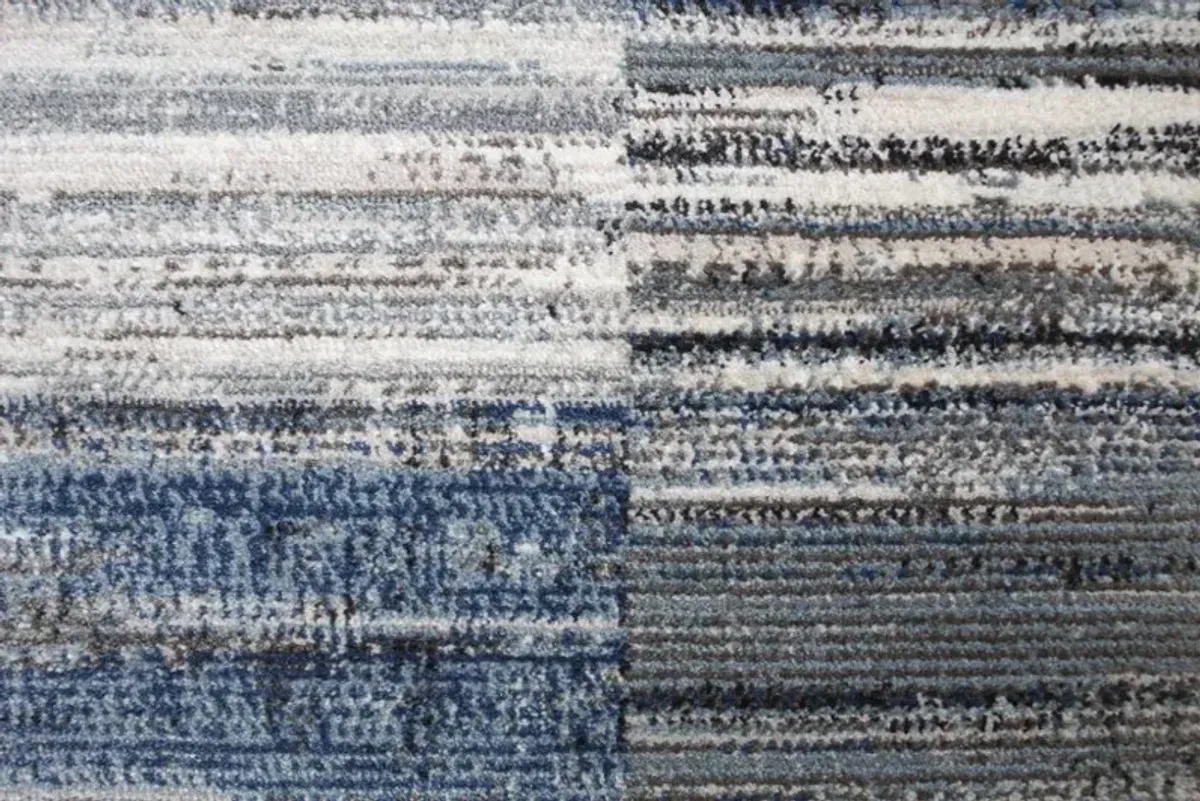 Laney Blue and Gray 8 Foot Runner Rug