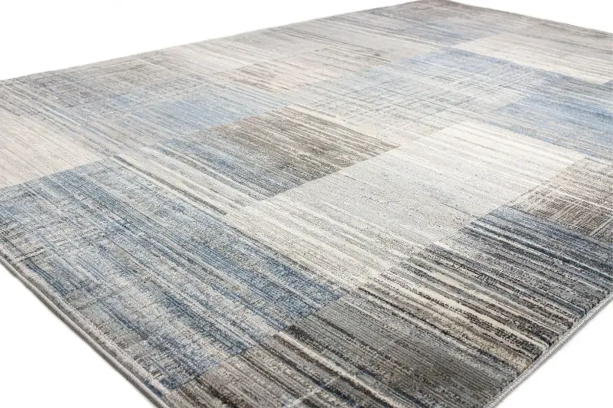 Laney Blue and Gray 8 Foot Runner Rug