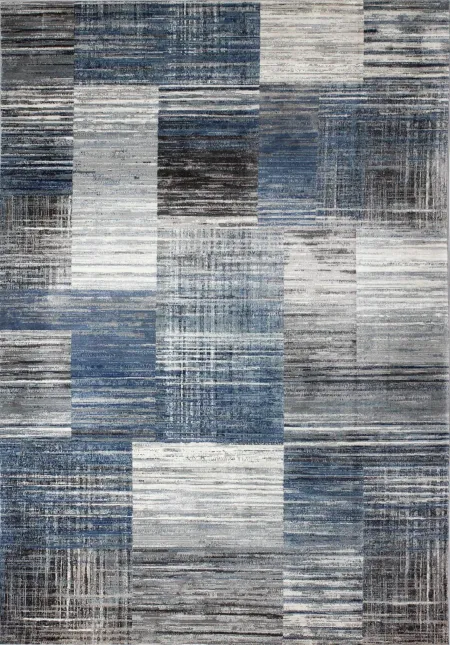 Laney Blue and Gray 8 Foot Runner Rug