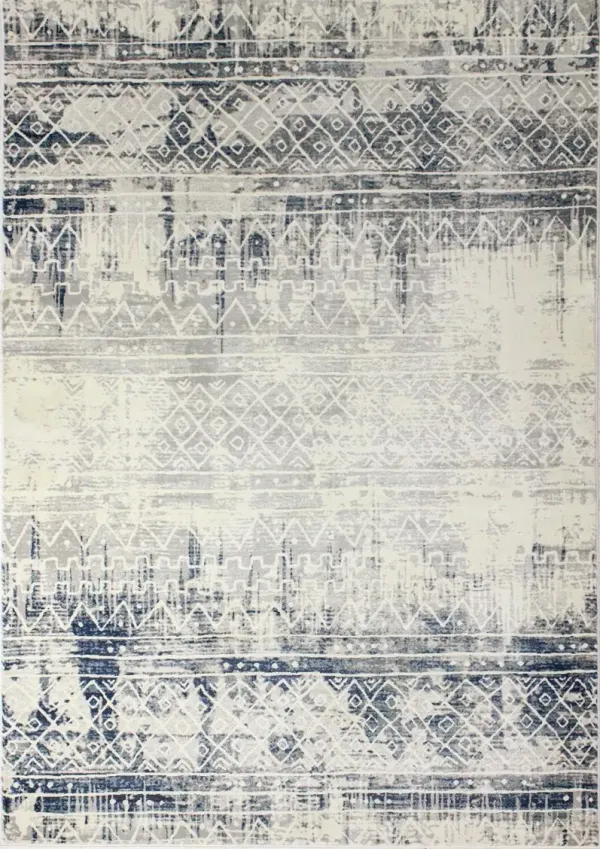 Livia Blue and Gray Bohemian 8 Foot Runner Rug