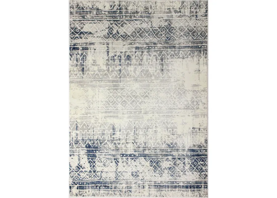 Livia Blue and Gray Bohemian 8 x 10 Area Rug