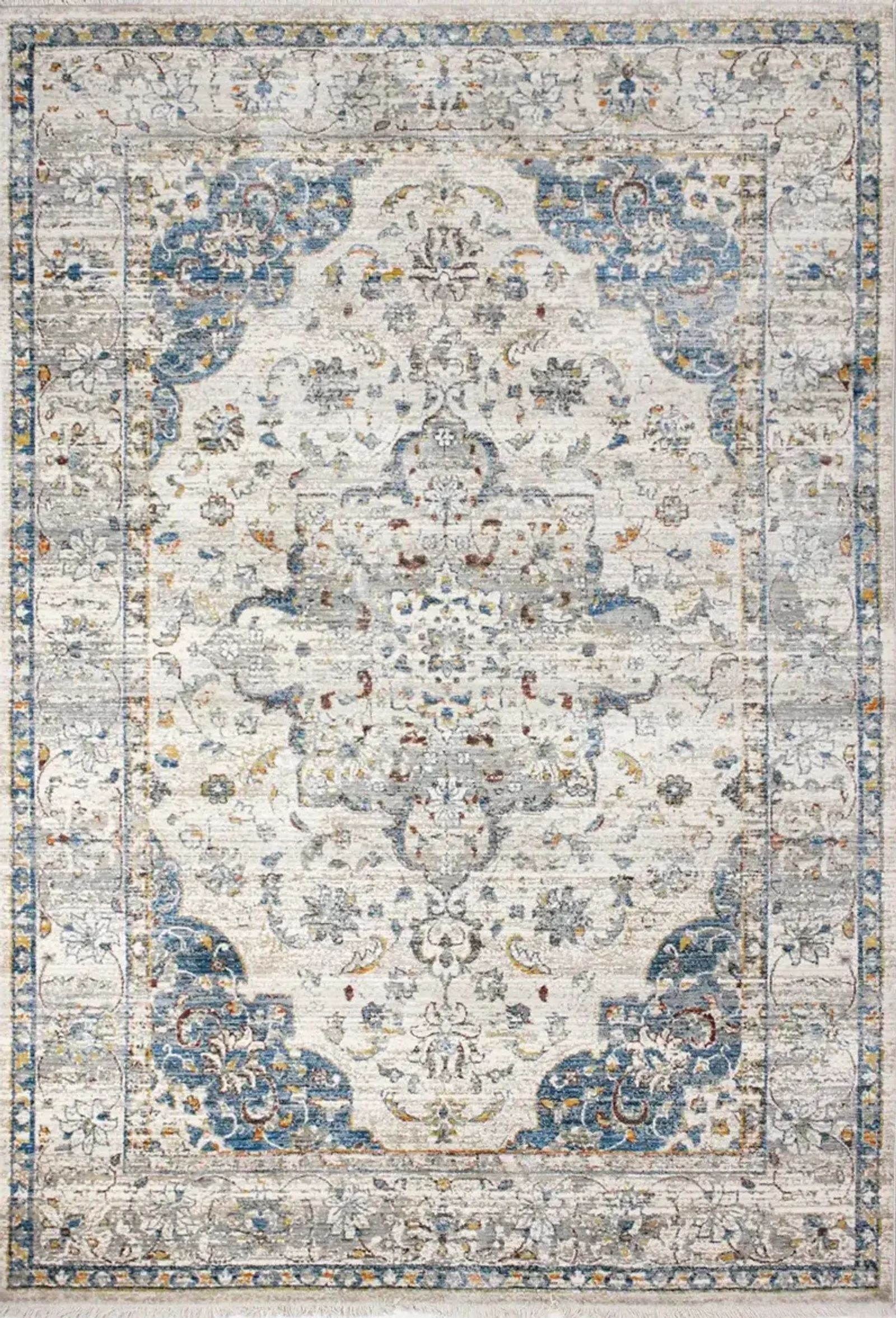 Gamaliel Blue and Ivory Bohemian 4 x 6 Area Rug