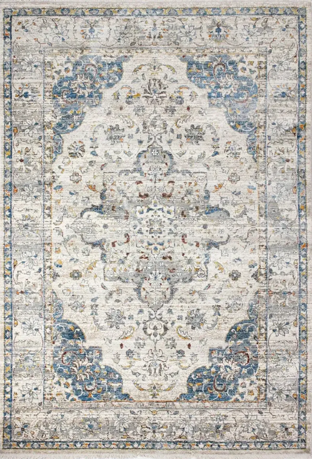 Gamaliel Blue and Ivory Bohemian 5 x 8 Area Rug