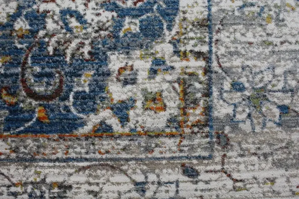 Gamaliel Blue and Ivory Bohemian 8 x 10 Area Rug