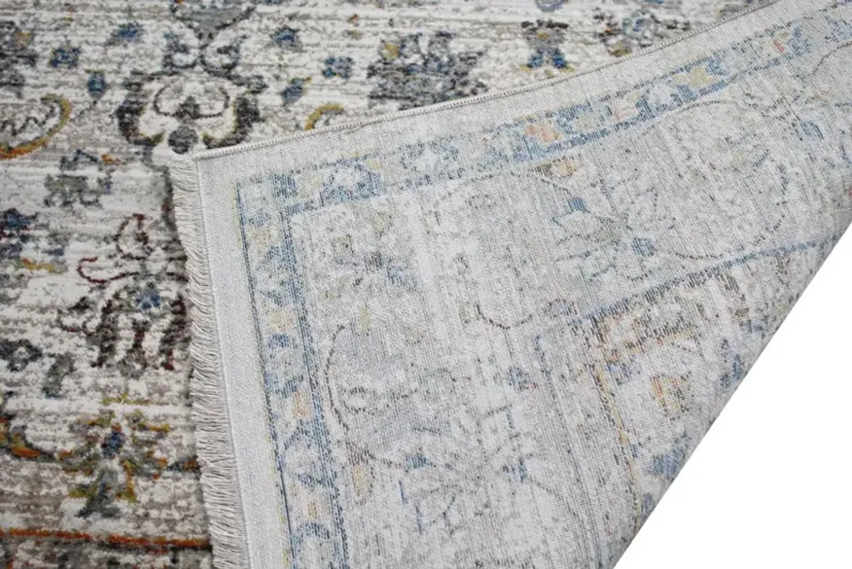 Gamaliel Blue and Ivory Bohemian 8 x 10 Area Rug