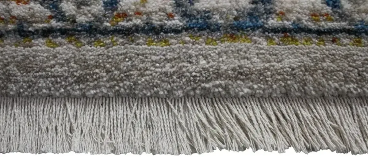 Gamaliel Blue and Ivory Bohemian 8 x 10 Area Rug