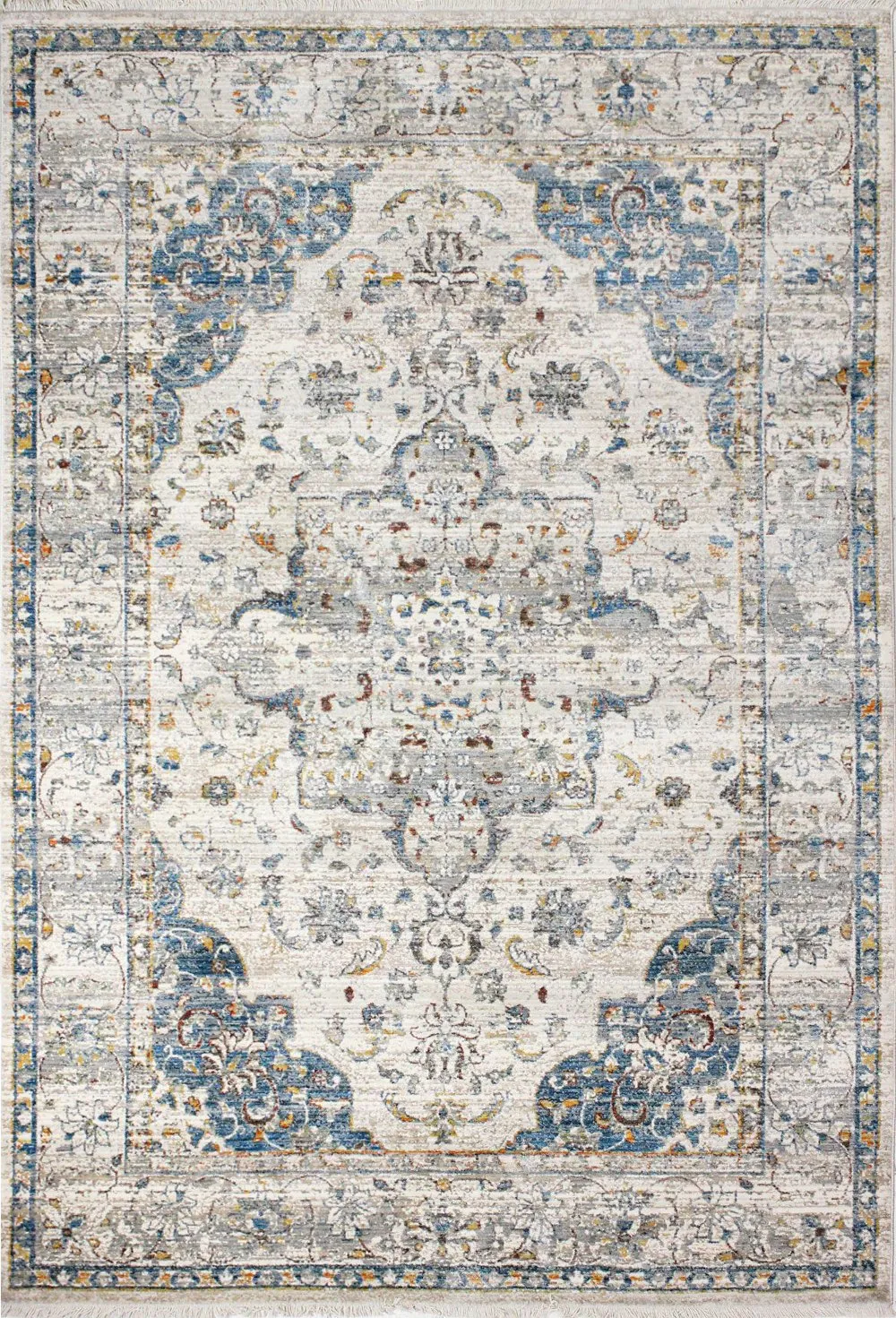 Gamaliel Blue and Ivory Bohemian 8 x 10 Area Rug