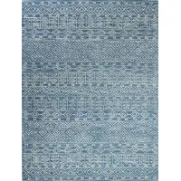Ephraim Geometric Blue Wool 4 x 6 Area Rug