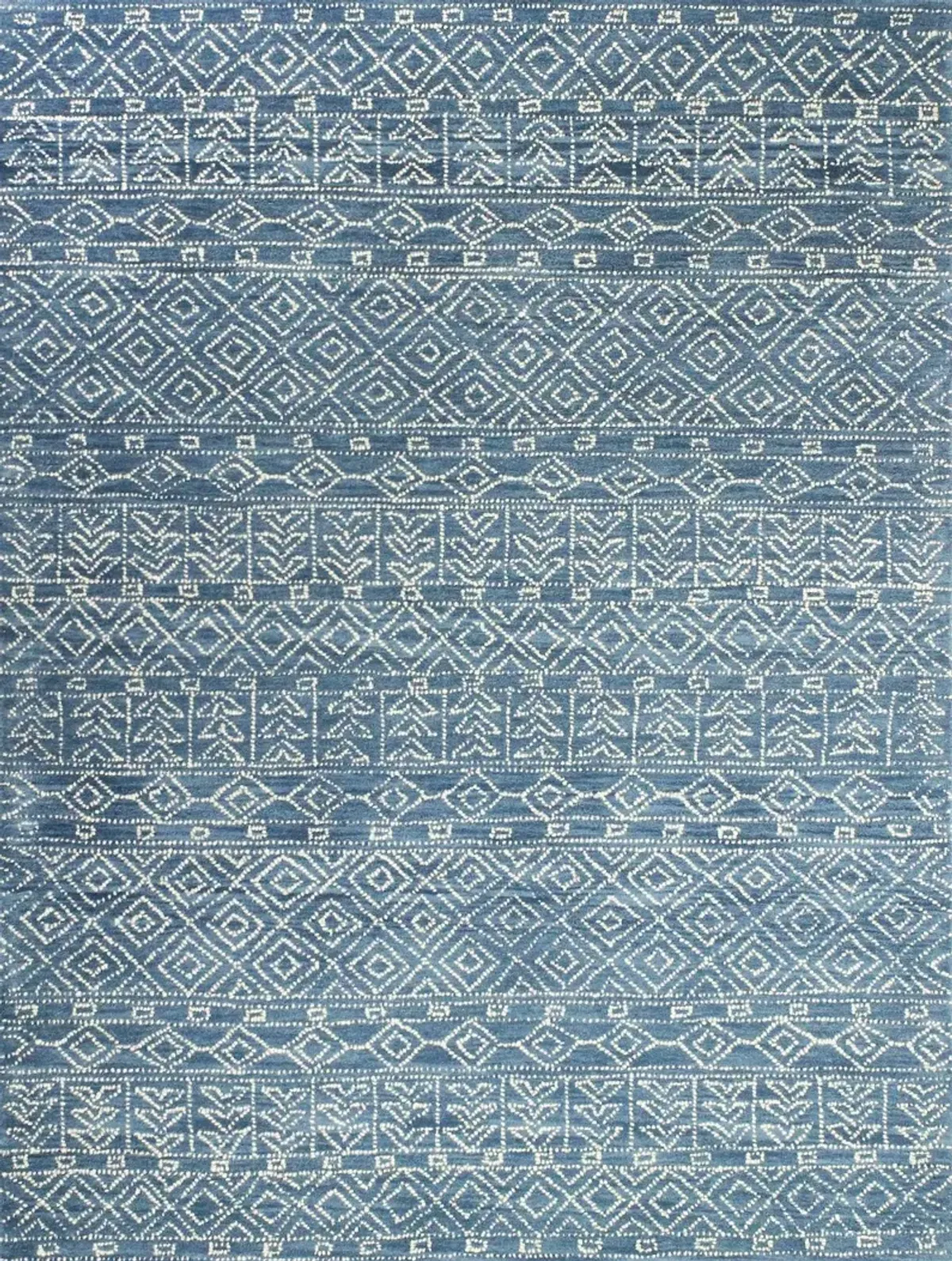 Ephraim Geometric Blue Wool 5 x 8 Area Rug