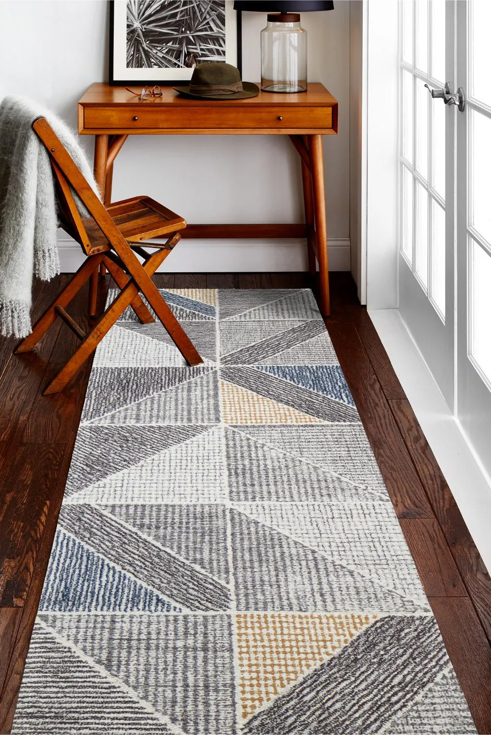 Emmett Gray Geometric 8 Foot Runner Rug