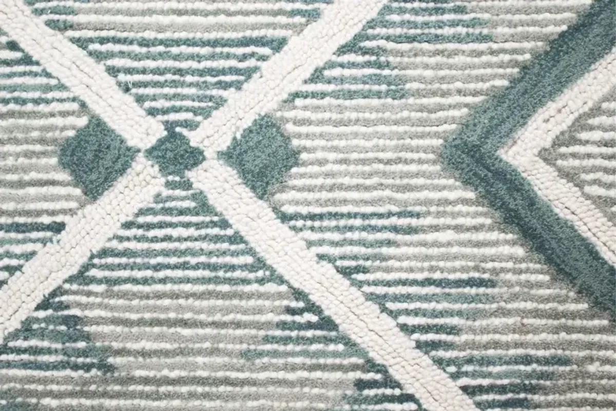 Ember Geometric Teal 8 Foot Runner Rug