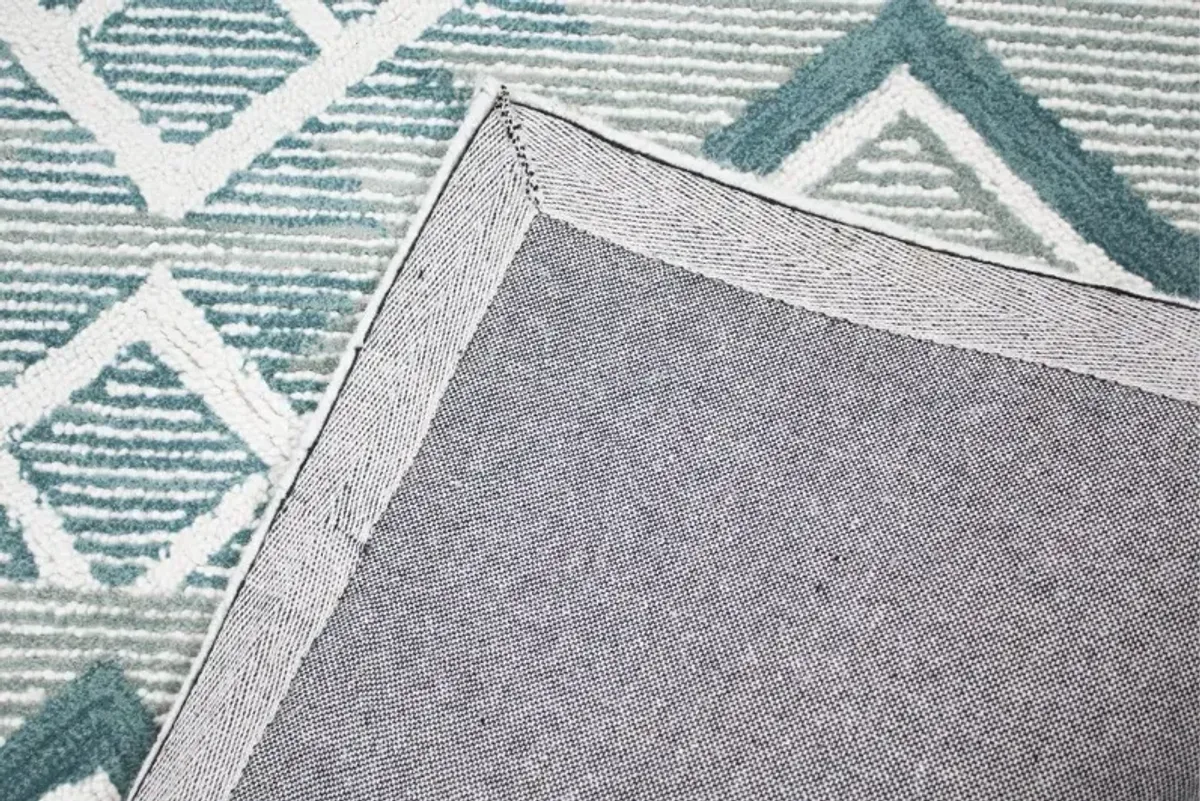 Ember Geometric Teal 8 Foot Runner Rug