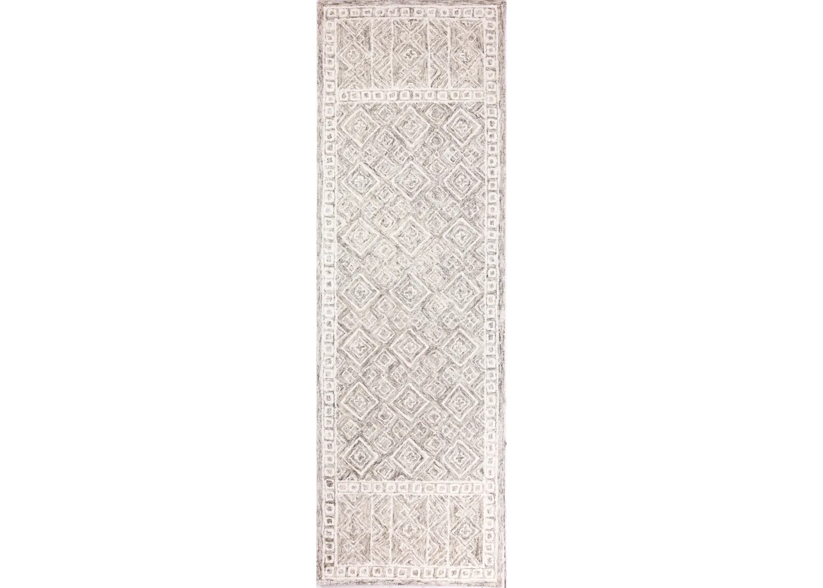 Nevin Taupe Geometric 8 Foot Runner Rug