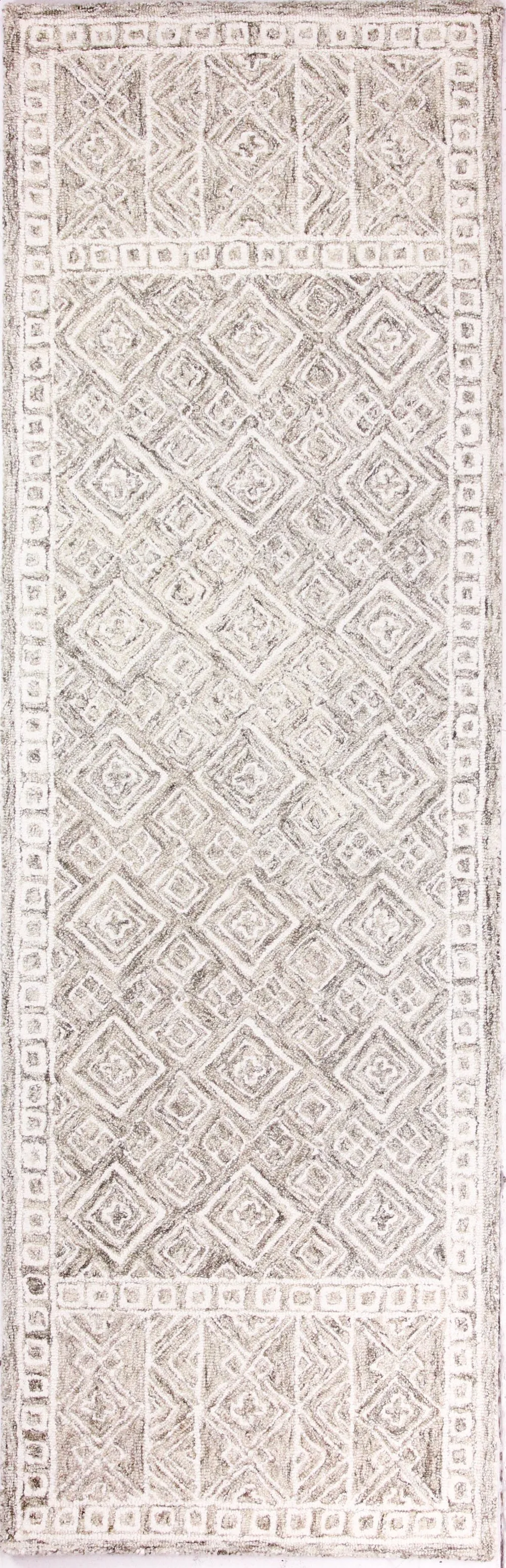 Nevin Taupe Geometric 8 Foot Runner Rug