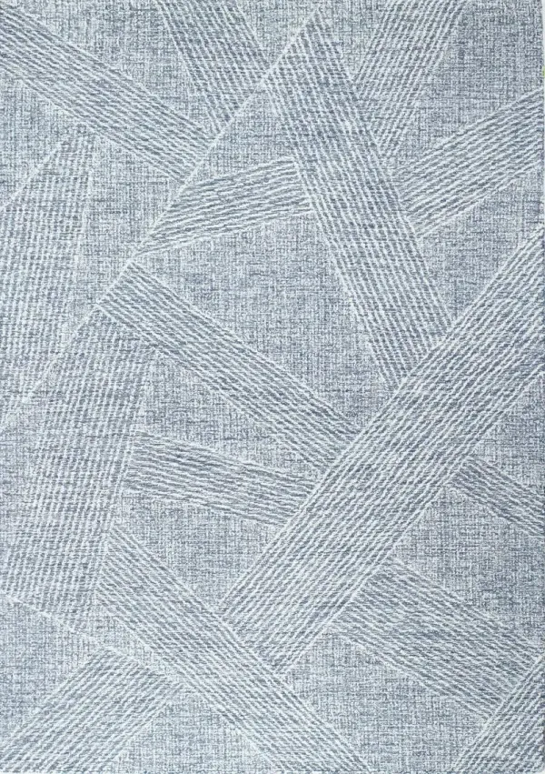 Nathanial Slate and White Striped 9 x 12 Area Rug