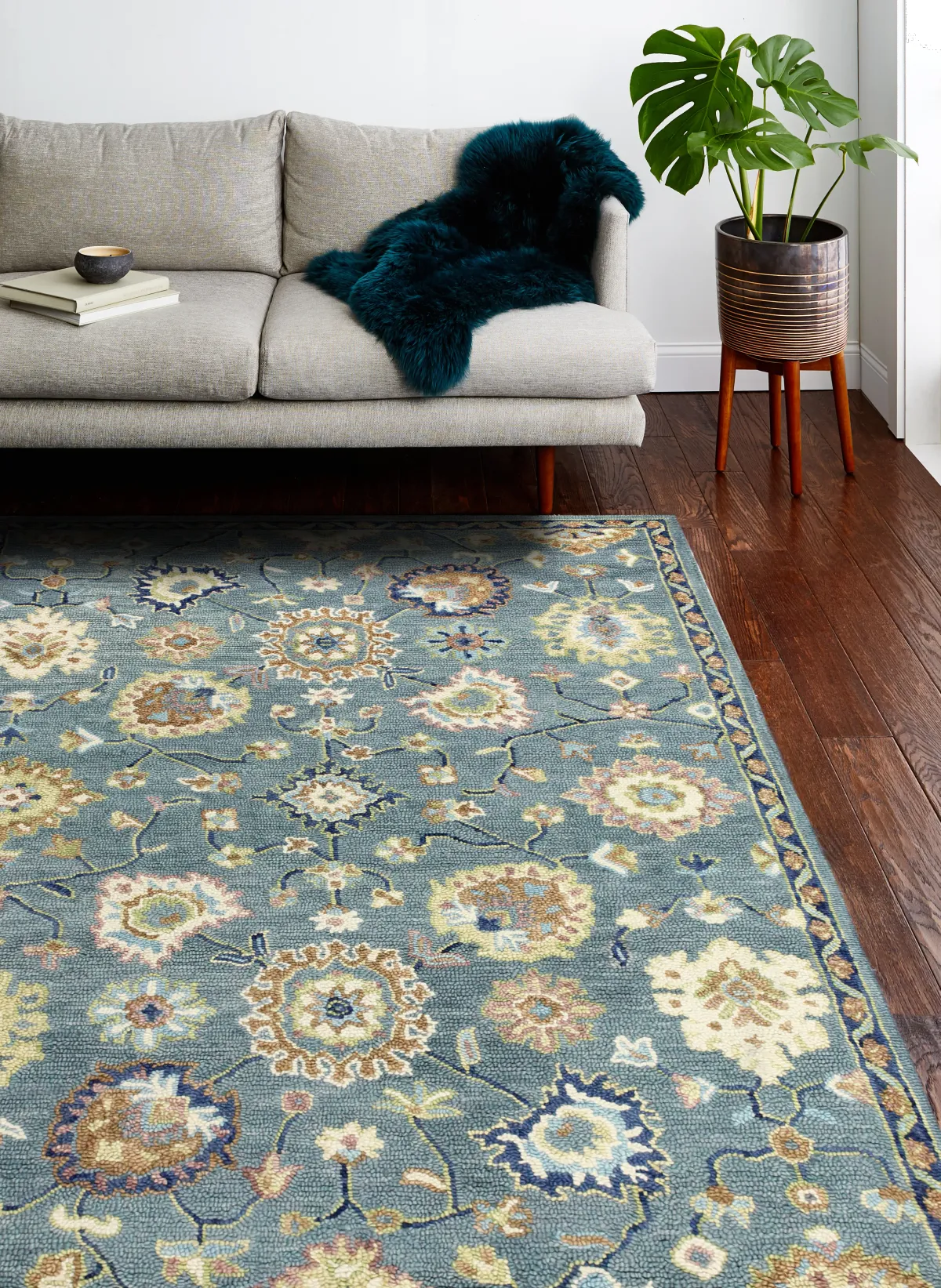 Novalie Floral Teal 9 x 12 Area Rug