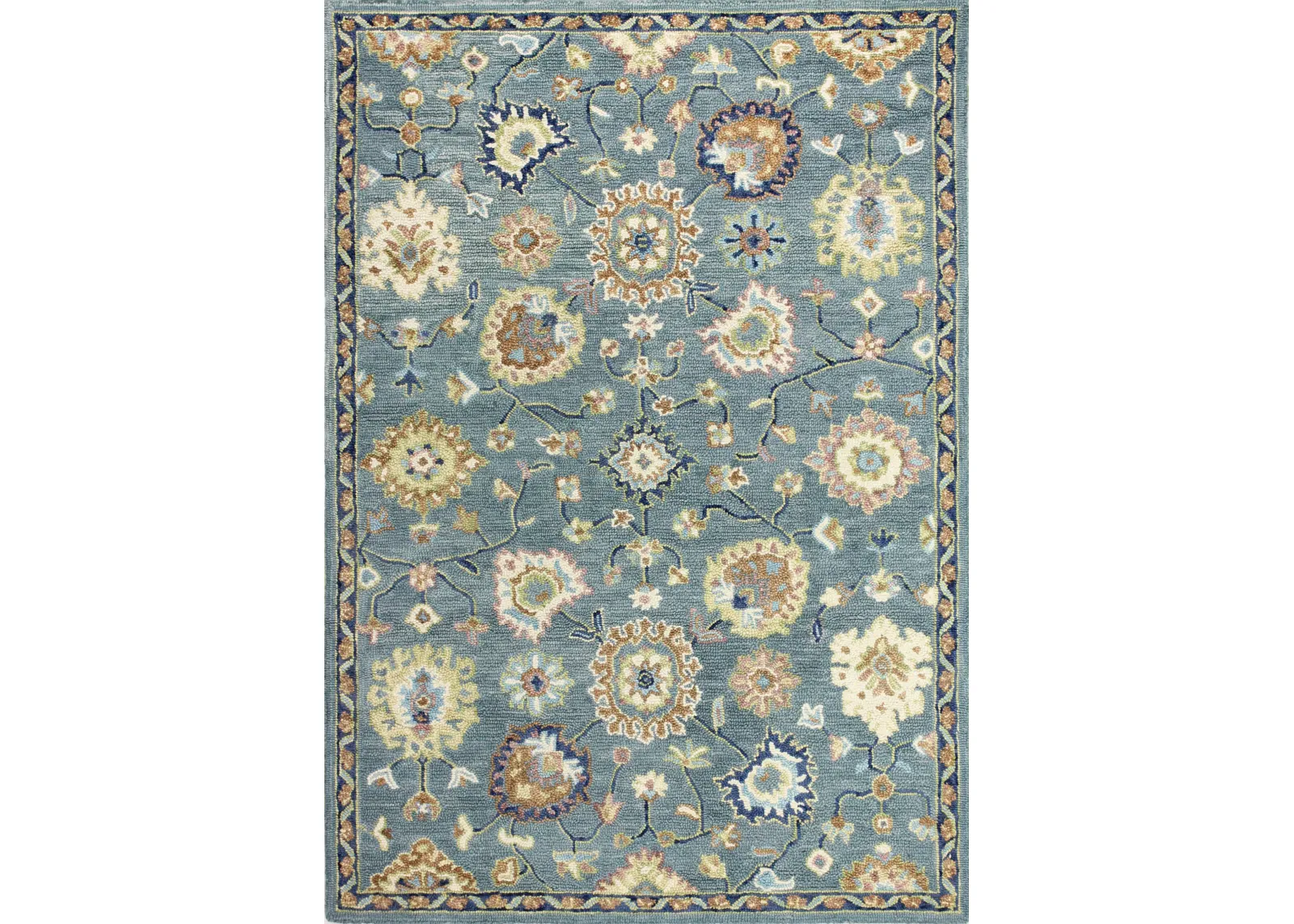 Novalie Floral Teal 9 x 12 Area Rug