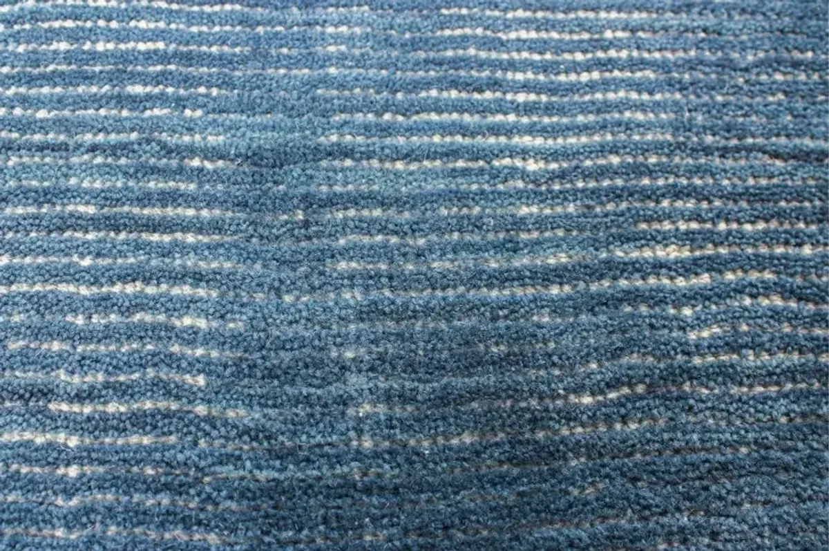 Joyce Blue Wool 8 Foot Runner Rug