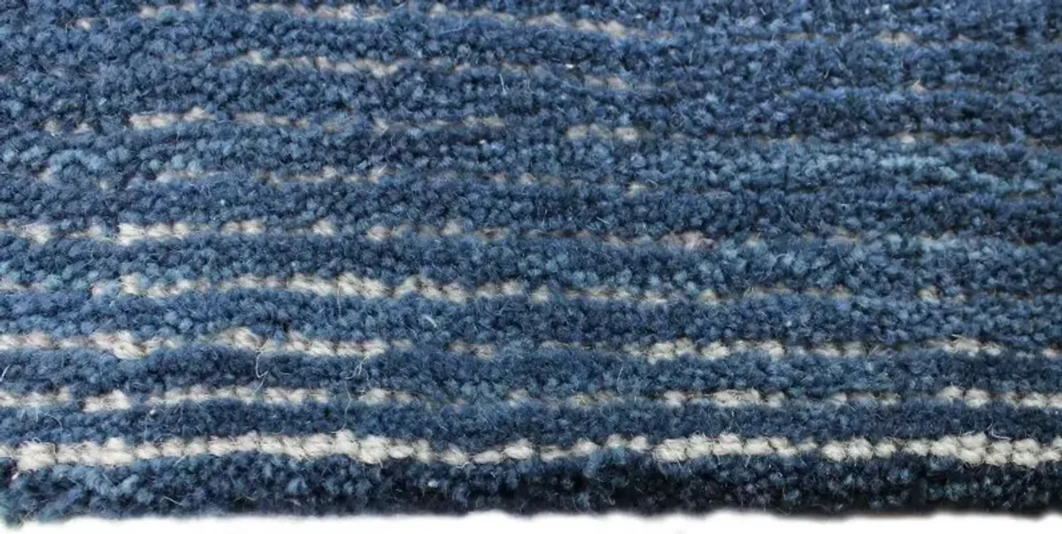 Joyce Blue Wool 8 Foot Runner Rug