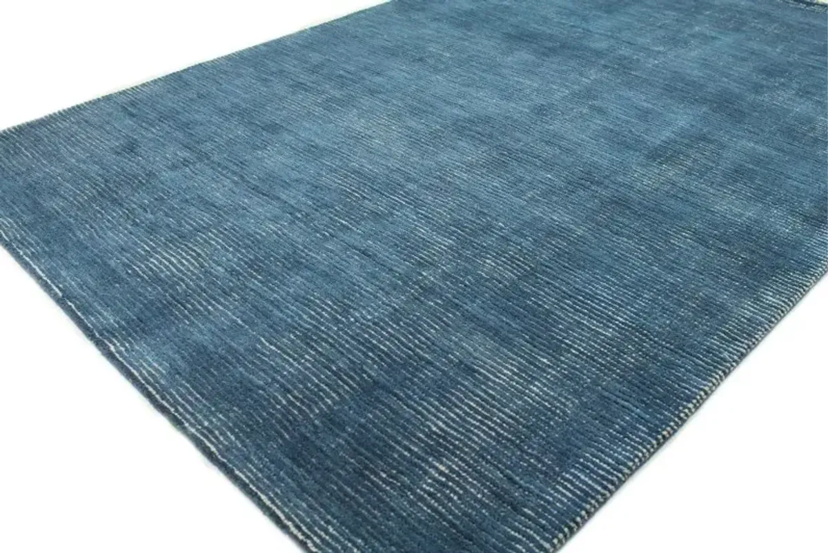 Joyce Blue Wool 8 Foot Runner Rug