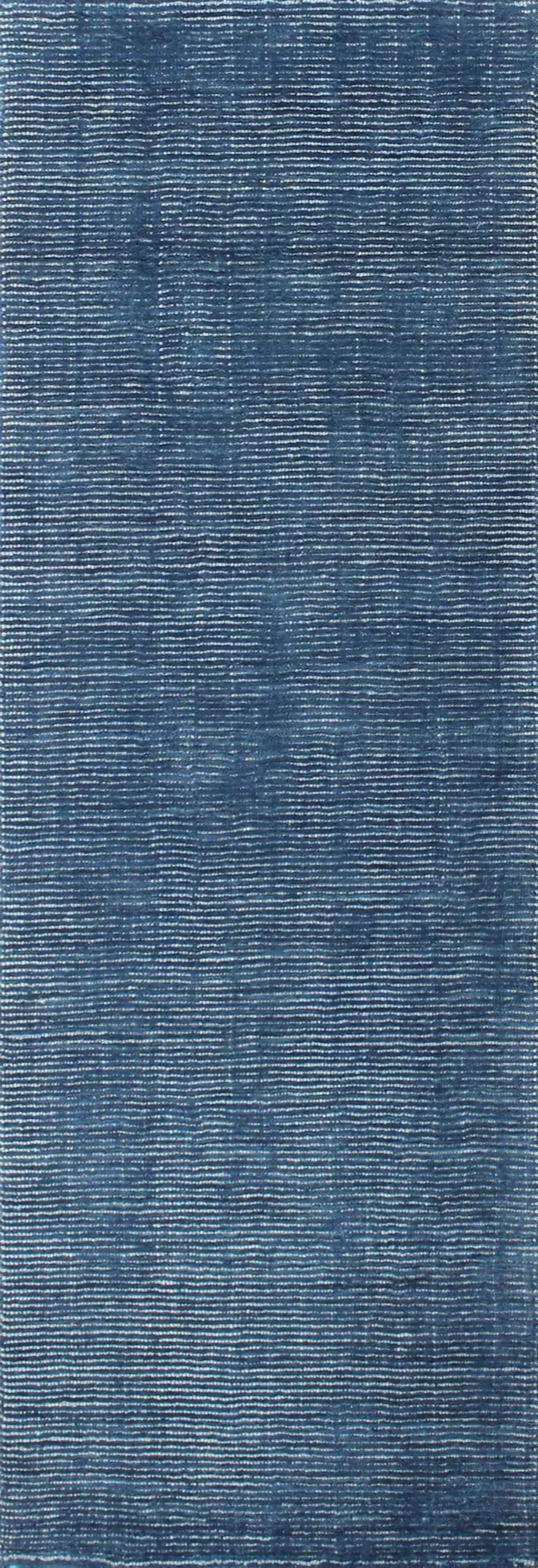 Joyce Blue Wool 8 Foot Runner Rug