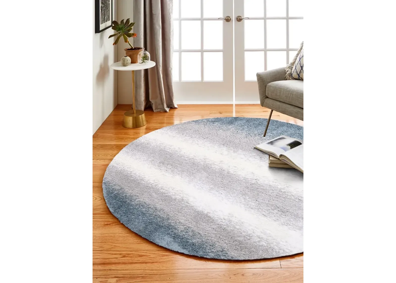 Felton Blue and Gray 6 Foot Round Rug