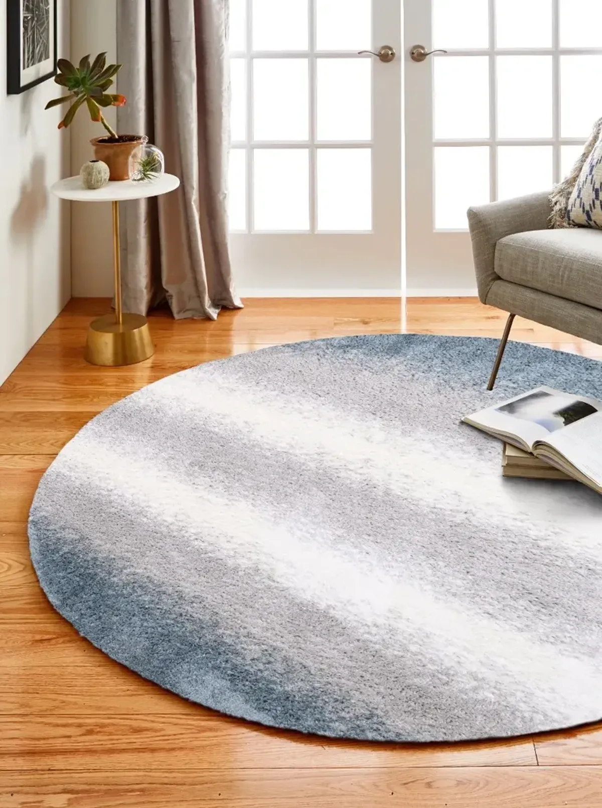 Felton Blue and Gray 8 Foot Round Rug