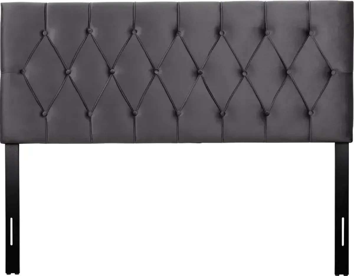 Catalina Gray Velvet Queen Headboard