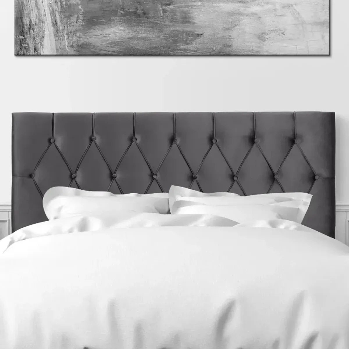 Catalina Gray Velvet Queen Headboard