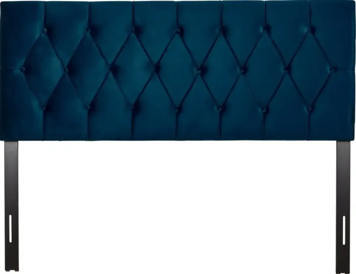 Catalina Navy Velvet Queen Headboard