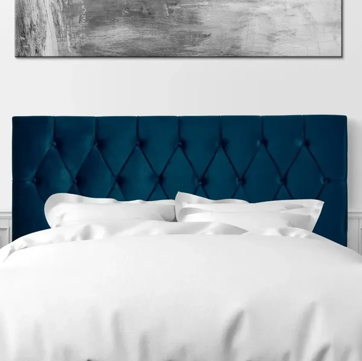 Catalina Navy Velvet Queen Headboard