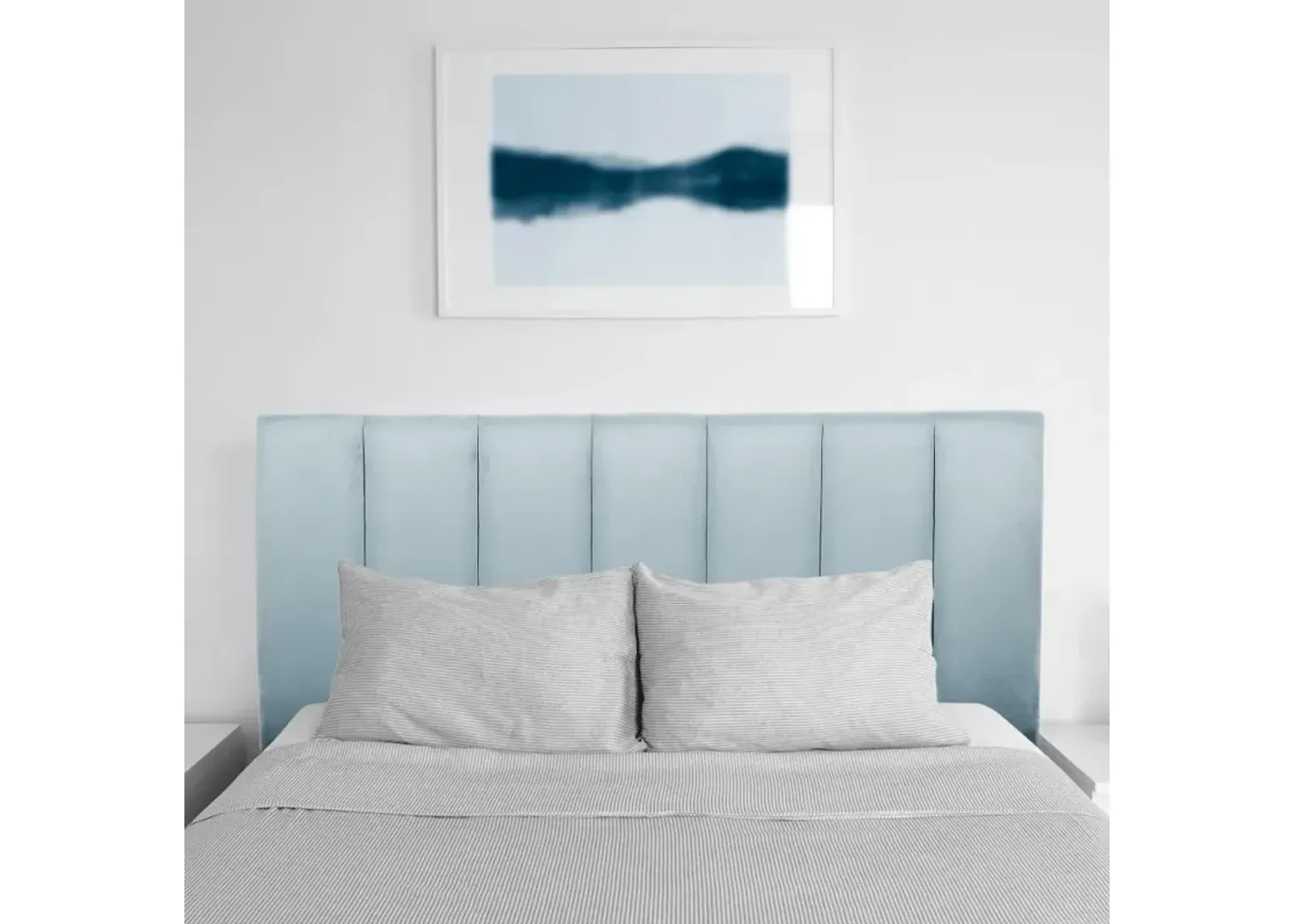 Helena Light Blue Velvet Full Headboard