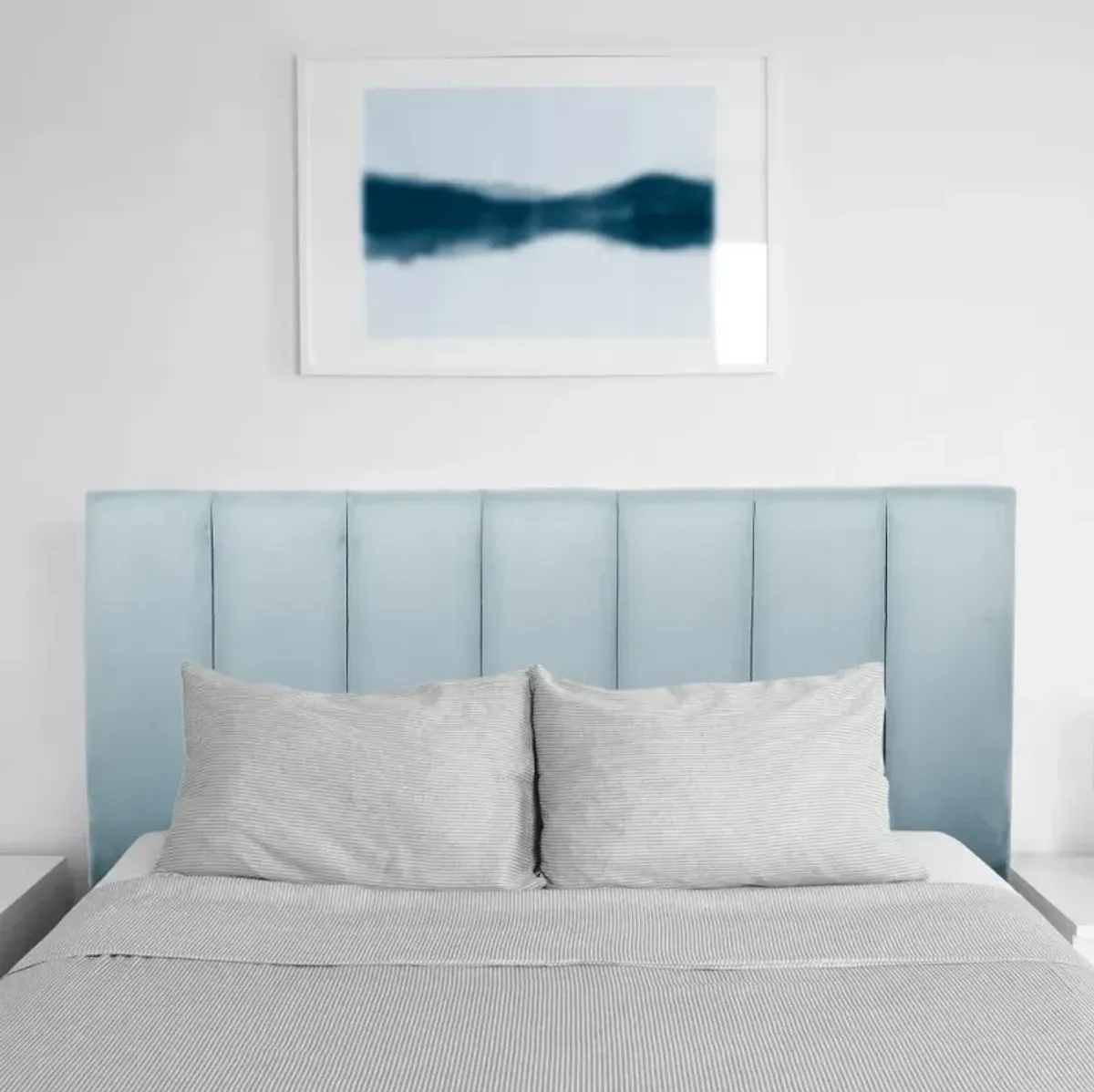 Helena Light Blue Velvet Full Headboard